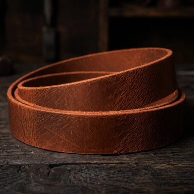 Remeň z kože Buffalo - Handwax - 3,5-4mm, 140cm, 33/38mm - Koňak – CraftPoint