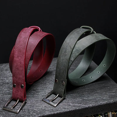 Pánsky opasok do nohavíc z kože Maya - Green/Bordo – CraftPoint