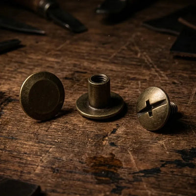 Sedlárske nity 10/6 mm - hnedá - staré zlato – CraftPoint