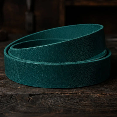 Pás z kože Buffalo - Handwax - 3,5-4mm, 140cm, 33/38mm - Tyrkys – CraftPoint