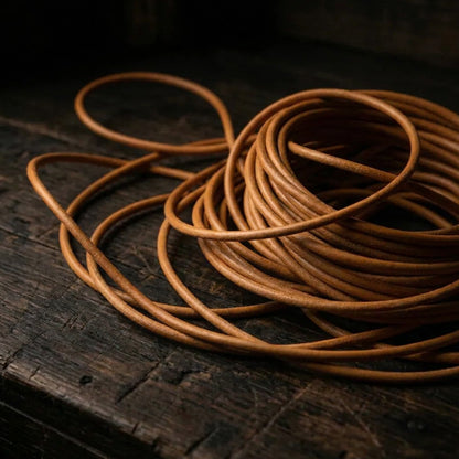 Kožená šnúra 2/3/4/5mm okrúhla 100cm - Tan